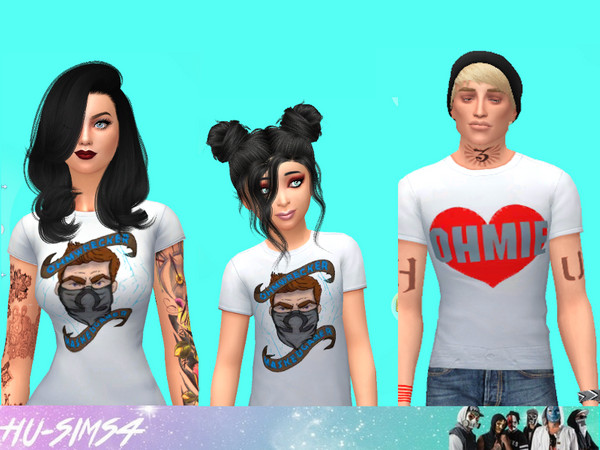 Sims 4 — OHMWRECKER T-shirts by hu-sims4 — 3 Different Ohmwrecker T Shirts from his online store.
