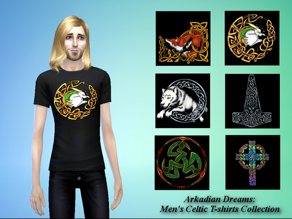 Sims 4 — [Arkadian Dreams] Celtic T-shirts for Men Collection by ArkadyRose — A set of 6 t-shirt designs for male Sims,