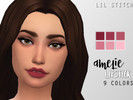 Sims 4 — Lil Stitch- Amelie Lipstick by Selja — matte lipstick, comes in 6 colors ranging from red to pink! it does