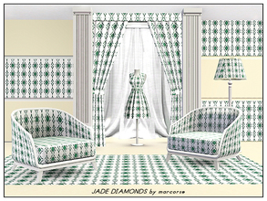 Sims 3 — Jade Diamonds_marcorse by marcorse — Geometric pattern: jade diamond shapes on white in an allover design