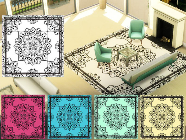 Sims 4 — Mandala Carpet by xhemmosguitar2 — Available in four different colours!