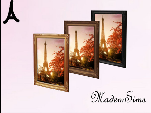 Sims 4 — Eiffel Tower In Bloom. by MademSims — Beautiful portrait of the Eiffel Tower. Comes in three different frame
