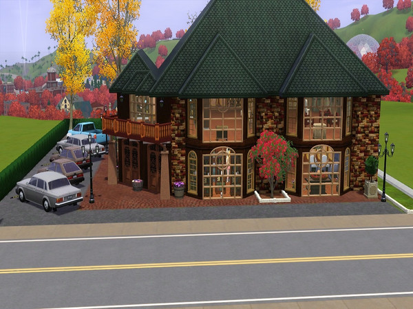 Sims 3 — The Sleeping Moon Book Shoppe by laughingcrow2 — Two stories, seven genres, seven sections; childrens section,