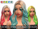 Sims 4 — Fun Neon Ombre Hair (Outdoor Retreat Recolor) by MissGoofball — A set of 5 fun, bright, ombre neon hair recolors