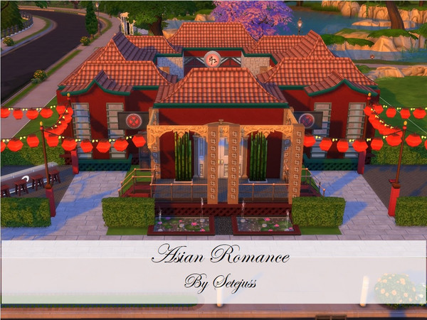 Sims 4 — Asian Romance (NO CC) by setejuss — This is an asiatic style restaurant where your sims can have a relaxing