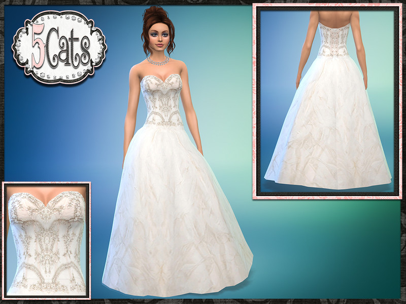 Sims 4 The Sims Resource | Tulle Embellished Corset Top Wedding Dress by TSR Creator