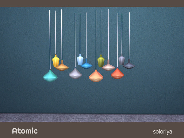 Sims 4 — Atomic Ceiling Decor by soloriya — Three lanterns in one mesh. Part of Atomic set. 4 color variations. Category: