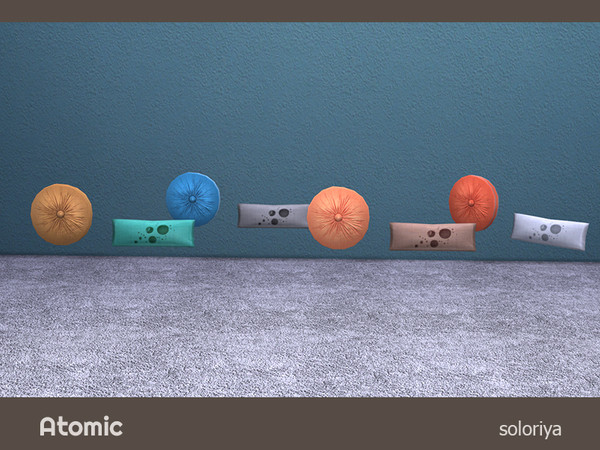 Sims 4 — Atomic Two Pillows by soloriya — Two pillows in one mesh for loveseat. Part of Atomic set. 4 color variations.