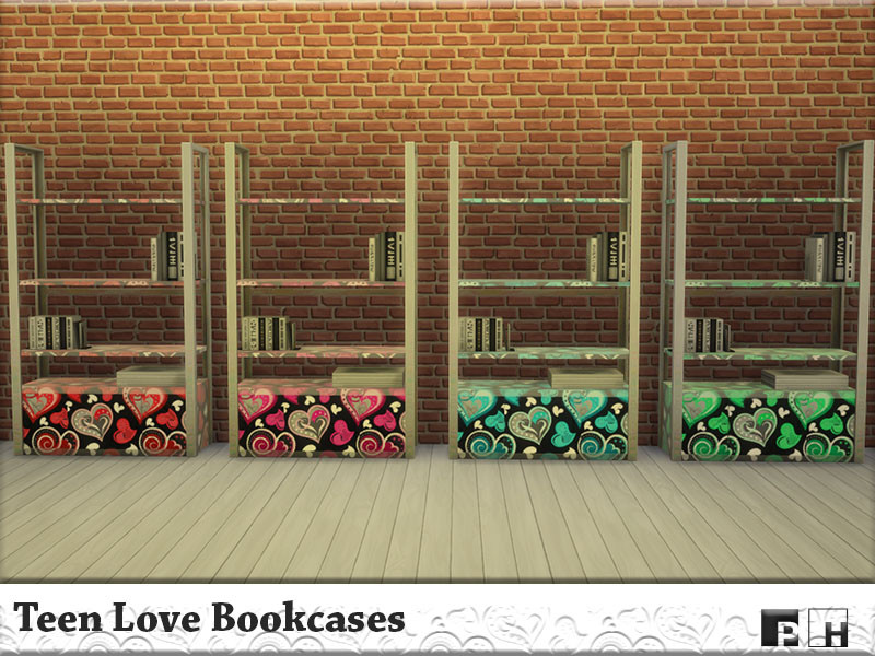 Sims 4 Teen Love Bookcases by Pinkfizzzzz