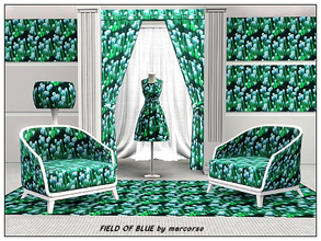 Sims 3 — Field of Blue_marcorse by marcorse — Fabric pattern: field of tulips in blueand green on black