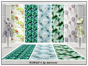 Sims 3 — Florals 4_marcorse. by marcorse — Selection of five floral patterns - all are found in Fabrics. [if you don't