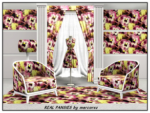 Sims 3 — Real Pansies_marcorse by marcorse — Fabric pattern: the happy yellow faces of real purple pansies in an allover