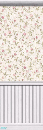 Sims 2 — Distressed Roses Wallpaper w-beadboard by froilan — Seamless pattern. Beautiful small rose pattern wallpaper