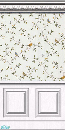 Sims 2 — Birds and Vines Wallpaper - White double by merdj — Birds and Vines Wallpaper with white double coffered