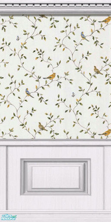 Sims 2 — Birds and Vines Wallpaper - White Single by merdj — Birds and Vines Wallpaper with white single coffered