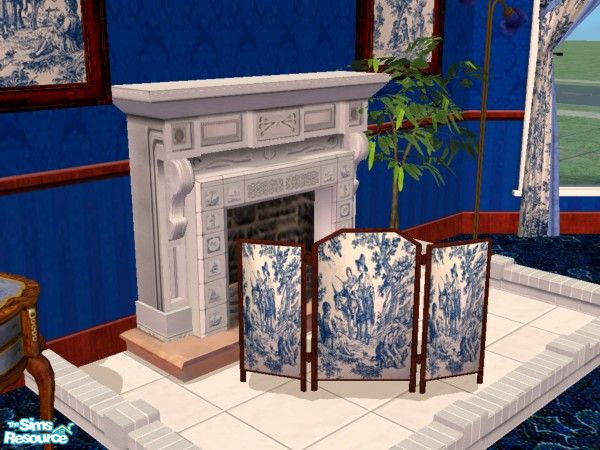 Sims 2 — Blue Toile Victorian - Fire Place Screen by fizz bomb — A victorian fire place screen in a beautiful blue toile