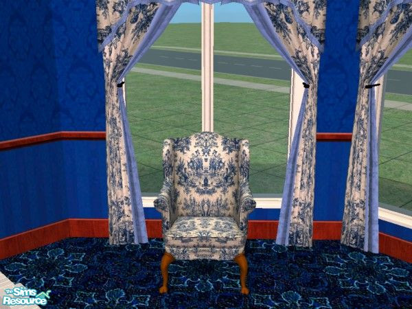 Sims 2 — Blue Toile Victorian - Wing Backed Chair by fizz bomb — a Blue toile victorian chair part of set