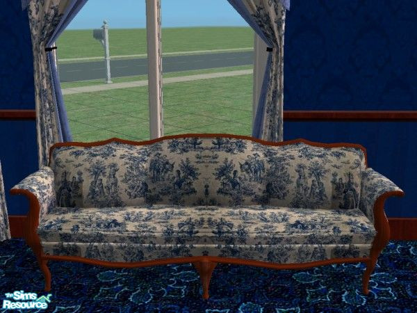 Sims 2 — Blue Toile Victorian - Sofa by fizz bomb — a blue toile victorian sofa part of set