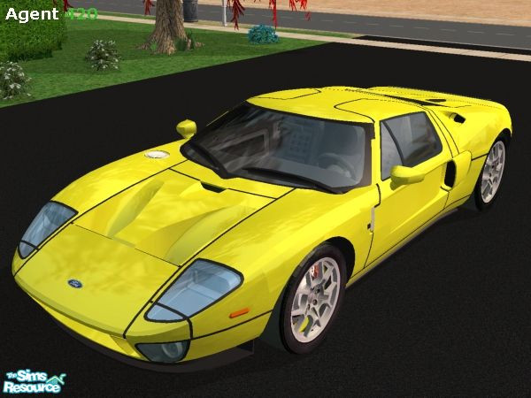 Sims 2 — Yellow Solid Colored Ford GT 40 by Agent420 — A Solid Yellow Colored Ford GT 40. Mesh by Wonkey. (Note: Must GET