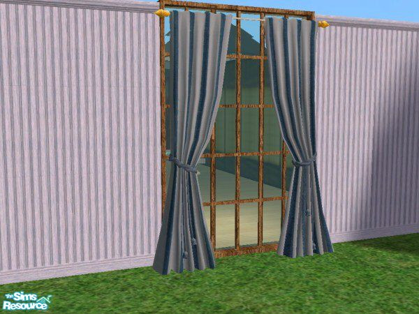 Sims 2 — Yggddrasil blue stripe curtain recolor by pregate — Blue stripe recolor of Yggdrasil's curtains.