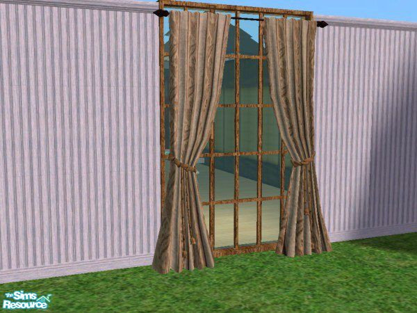 Sims 2 — Yggddrasil brown stripe curtain recolor by pregate — Brown striped recolor of Yggdrasil's curtains.