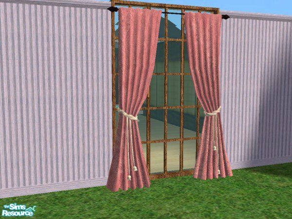 Sims 2 — Yggddrasil pink curtain recolor by pregate — Pink brocade fabric recolor of Yggdrasil's curtains.