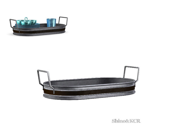 Sims 4 — Decor PB - Tray oval by ShinoKCR — Tabletop Things inspired by Potterybarn Swirl Melamine and galvaniced Office