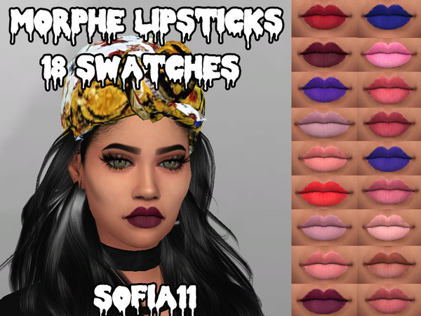 Sims 4 — Morphe Liquid Lipsticks Collection by srf1232 — Morphe Liquid Lips in 18 colors. idk why but there's a glitch in