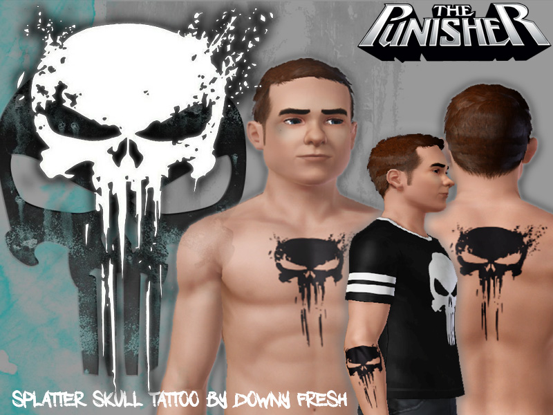 The Sims Resource - Marvel's The Punisher Splatter Skull Tattoo