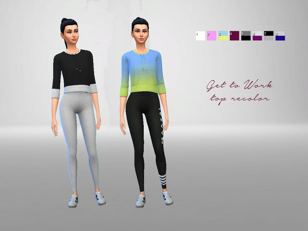 Sims 4 — Cropped sweatshirt recolor - Get to Work needed by Shaymin3 — Get to Work top recolor. 8 swatches. Hope you'll