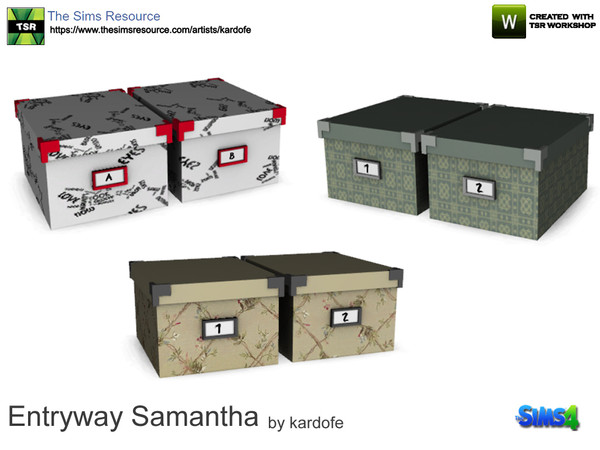 Sims 4 — kardofe_Entryway Samantha_Box by kardofe — Boxes of cardboard, to store, with label, in three color options