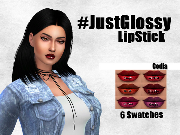Sims 4 — #JustGlossy LipStick by Codia — -6 Swatches -All Ages -All Genders -Vampires too *Make sure you've updated your