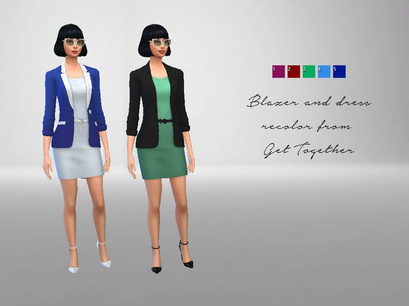 Sims 4 The Sims Resource | Blazer and dress recolor v2 - Get Together needed by TSR Creator