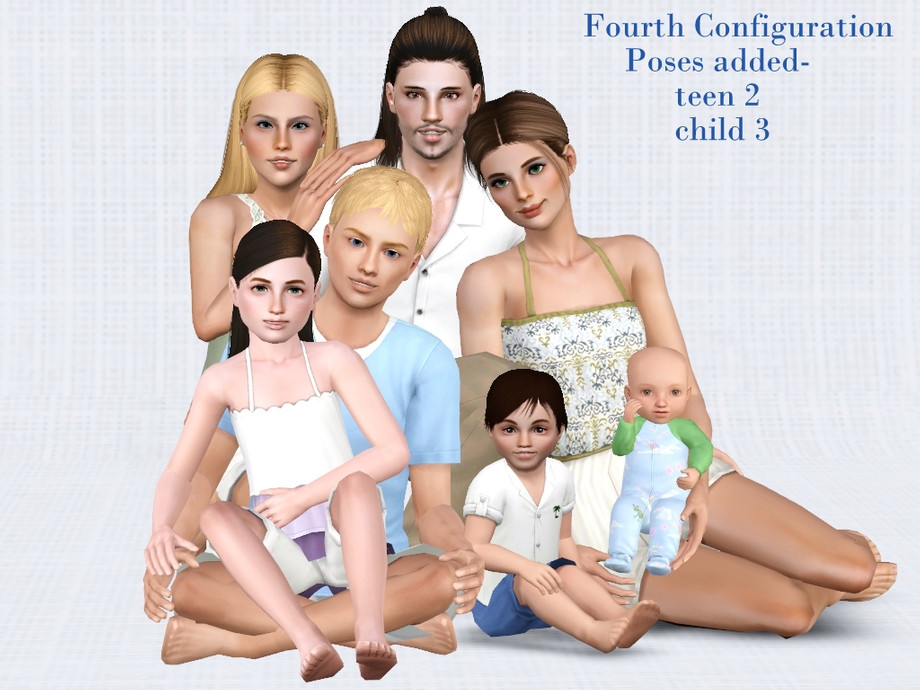 How do I make toddlers to pose to sit on adults like the picture below? And  also how do u guys get so many people to pose? I'm new to pose player...so