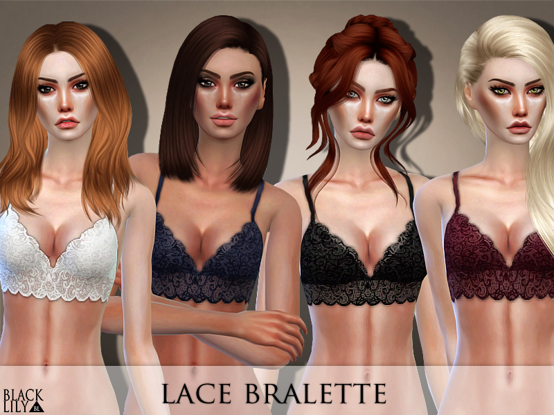 The Sims Resource - Black Lace Bra Crop Top