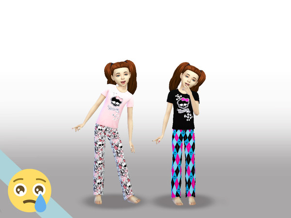Sims 4 — Monster High Pjs for Girls by cryiingemoji — This a recolour of a pair of EA pants and an EA tshirt. It comes