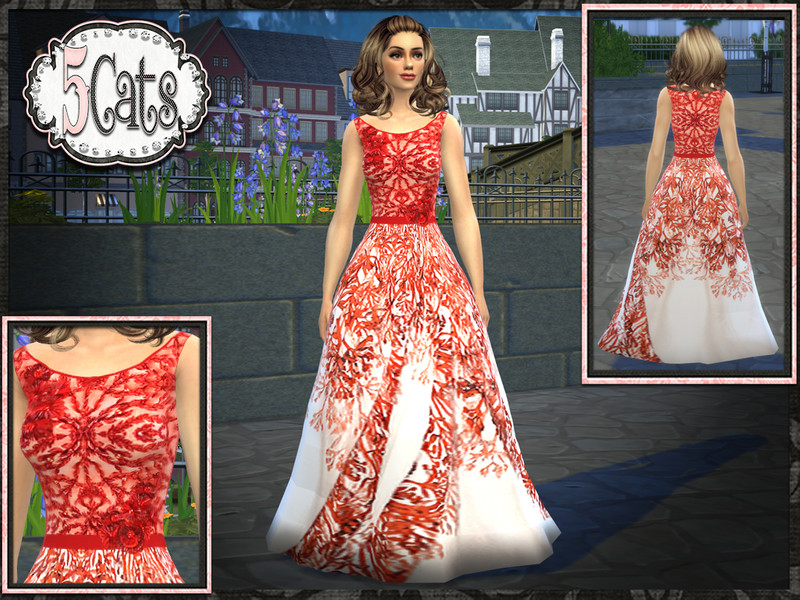 Sims 4 The Sims Resource | TW Floral Twig Designer Long Gown by TSR Creator
