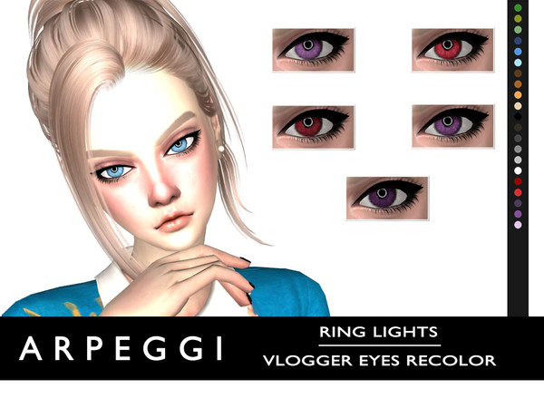 Sims 4 — Ring Lights - Vlogger eyes Recolor by Arpeggi — Recolor of Savage Sims Vlogger eyes, I made the sclera clearer