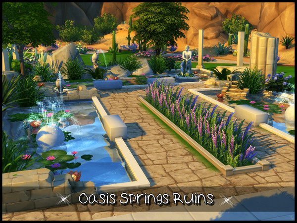Sims 4 — Oasis Spings National Park by Terramoon — Enjoy a little bit of relaxing time on a pretty historical Fountain.