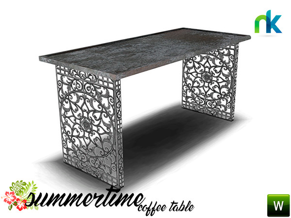 Sims 4 — Summertime Living Coffee Table by nikadema — This is a vintage piece on a modern set. It only comes in iron