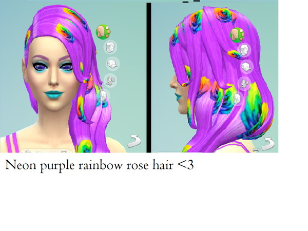 Sims 4 — Neon Purple Rainbow Rose Hair! by rainbow-bonobo — This is just a recolor of a classic Sims 4 hairstyle in neon