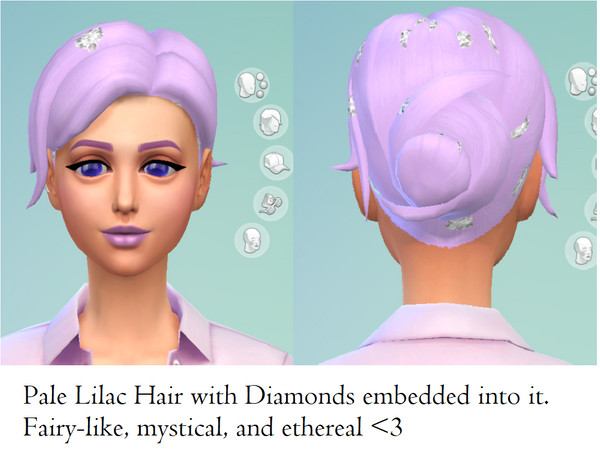 Sims 4 — Lilac with Diamonds by rainbow-bonobo — A recolor of a classic Sims 4 bun hairstyle in an appealing pastel lilac