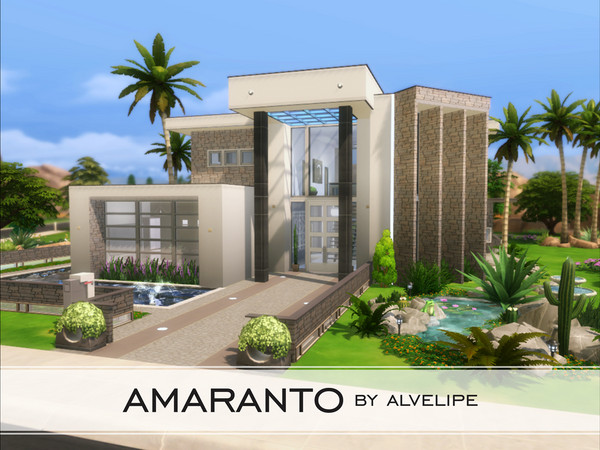 Sims 4 — Amaranto - NO CC by alvelip — This modern style house is located in Oasis Springs on a 40x30 lot. It has living