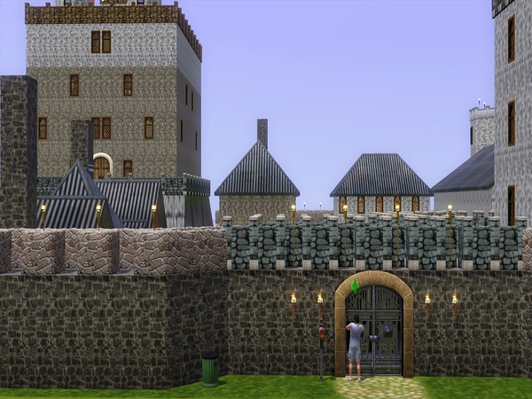 Sims 3 — Castle Aragon by laughingcrow2 — one bathroom, four bedrooms, eight fireplaces, two towers, one mott, one