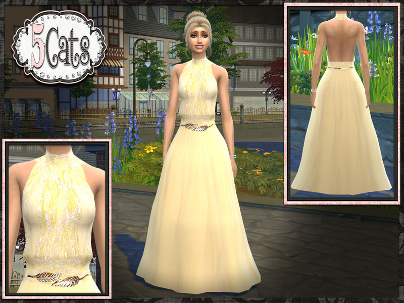 Sims 4 The Sims Resource | ZM Designer Halter Long Gown by TSR Creator