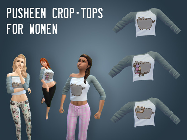 Sims 4 — Pusheen Womens Crop Tops - Parenthood needed by TheRomanian — Pusheen crop tops. Parenthood DLC needed
