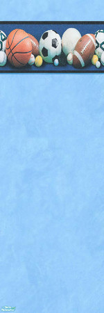 Sims 2 — Children's Wallpapers - SportsBoys by gummypeaches — This is a sporty blue wallpaper with a neat sporty border.