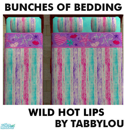 Sims 2 — TL - Kids Bedding Wild Hot Lips by TabbyLou — Wild, Hot Lips bedding. Enjoy!