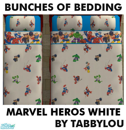 Sims 2 — TL - Kids Bedding Marvel Heros White by TabbyLou — Marvel Comic Heros on white bedding. Enjoy!