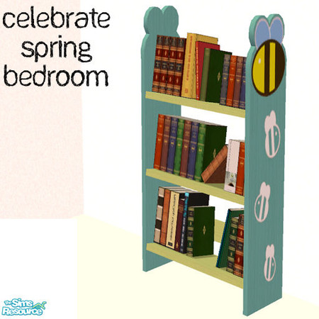 Sims 2 — Celebrate Spring Bedroom - bookcase by agaliha5 — This bedroom is a recolor of NoFrills Honeybee Sets. You must